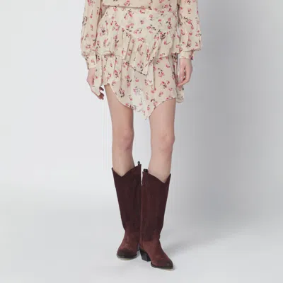 Isabel Marant Étoile Lolita Beige Mini Skirt With Floral Print In Sand