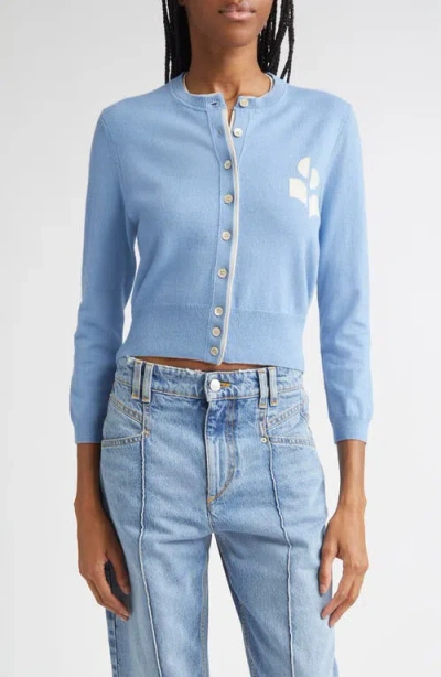 Isabel Marant Étoile Lona Intarsia Cotton & Wool Cardigan In Blue