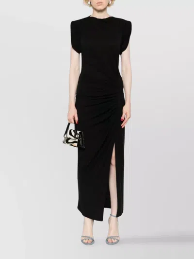 ISABEL MARANT ÉTOILE LONG BOAT NECK DRAPED DRESS WITH SLIT