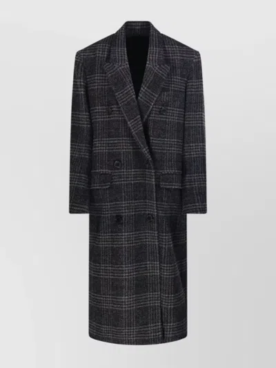 ISABEL MARANT ÉTOILE LONG CHECKED DOUBLE-BREASTED NOTCHED LAPELS COAT