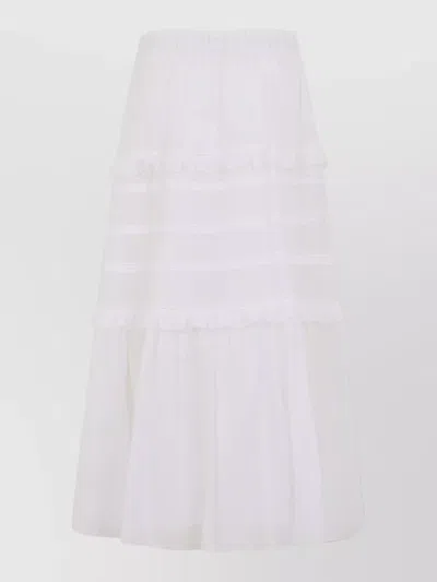 Isabel Marant Étoile Long Flared Skirt Tiered Cotton Blend In White