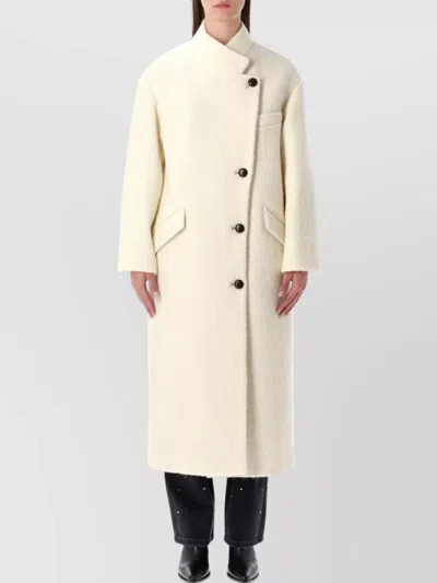 Isabel Marant Étoile Long Notched Lapel Coat Pockets In Neutral