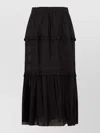 Isabel Marant Étoile Black Volodia Gz Ruffled Flared Cotton-blend Midi Skirt In Black