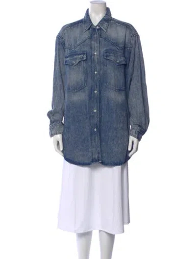 Pre-owned Isabel Marant Étoile Long Sleeve Button-up Top In Blue