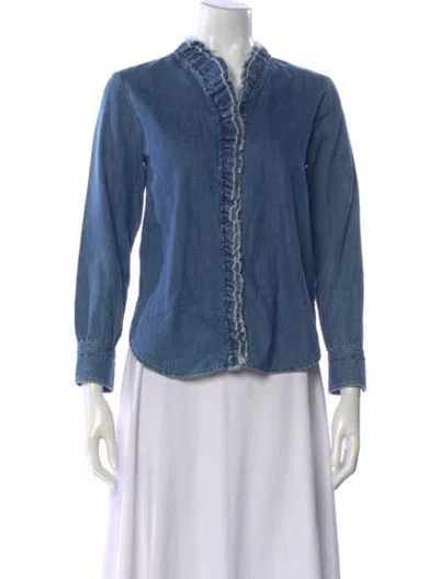 Pre-owned Isabel Marant Étoile Long Sleeve Button-up Top In Blue