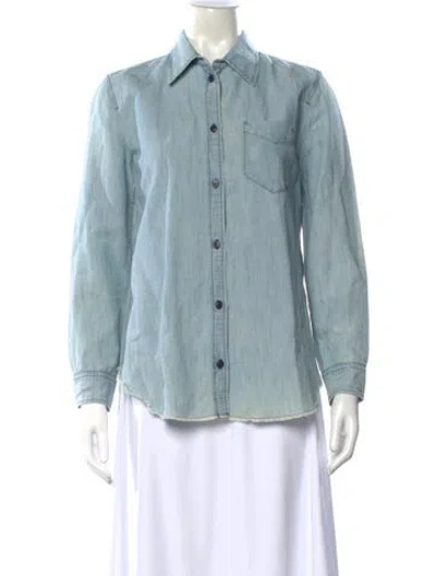 Pre-owned Isabel Marant Étoile Long Sleeve Button-up Top In Blue
