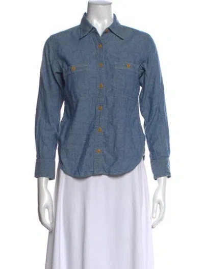 Pre-owned Isabel Marant Étoile Long Sleeve Button-up Top In Blue