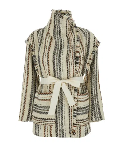 ISABEL MARANT ÉTOILE ILLISA STRIPED FRINGED JACKET