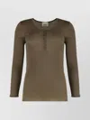 Isabel Marant Étoile Long Sleeve Cotton T-shirt With Button Detail In Green