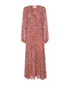 Isabel Marant Étoile Printed Button Detail Drawstring Flounced Lightweight V-neck Dress