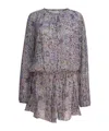 Isabel Marant Étoile Waist Elastic Floral Long Sleeve Round Neck Ruffled Hem In Black