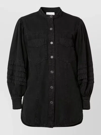 Isabel Marant Étoile Long Sleeve Mileda Shirt Chest Pockets In Black