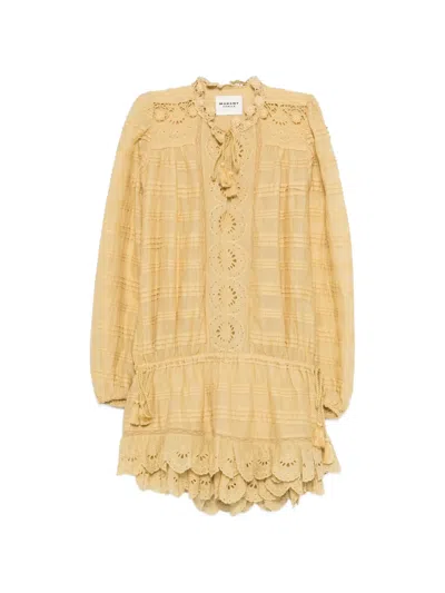 Isabel Marant Étoile Long-sleeve Ruffled Mini Dress In Gold