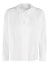 Isabel Marant Étoile Ruffled Front White Top With Long Sleeves And Elegant Collar In White