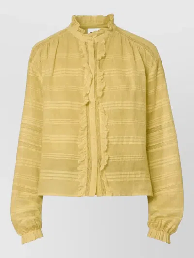 Isabel Marant Étoile Long Sleeve Shirt Peline Textured Collar Cuffs In Yellow