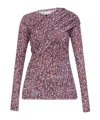 Isabel Marant Étoile Draped Floral-print Top In Burgundy