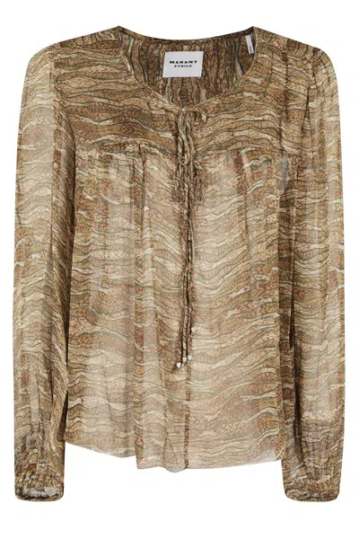 ISABEL MARANT ÉTOILE LONG-SLEEVED BLOUSE WITH FRONT TIE CLOSURE