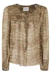 Isabel Marant Étoile Long-sleeved Blouse With Front Tie Closure In Neutrals