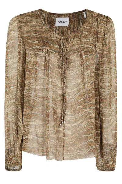 Isabel Marant Étoile Long-sleeved Blouse With Front Tie Closure In Multi