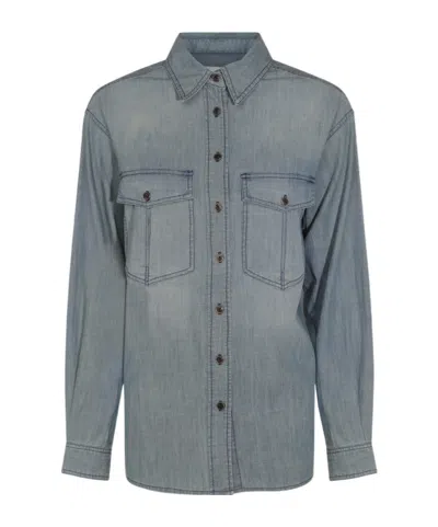 Isabel Marant Étoile Long-sleeved Button-up Shirt In Blue