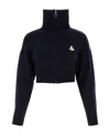 Isabel Marant Étoile Oxane Logo Embroidered Cropped Cardigan In Black