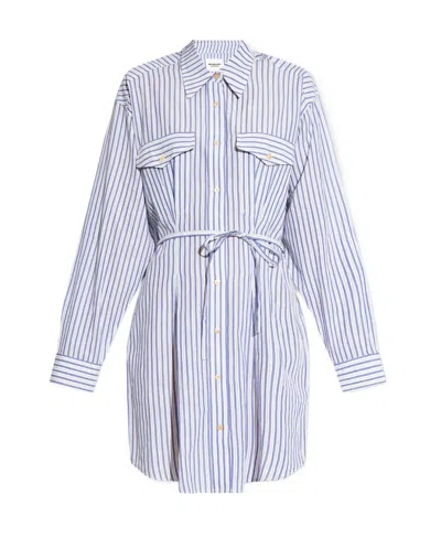 Isabel Marant Étoile Liliane Belted Striped Cotton-poplin Mini Shirt Dress In Multi