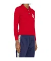 Isabel Marant Étoile Long Sleeve Ribbed Top With Embroidered Front In Red