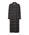 Isabel Marant Étoile Plaid Pattern Grey Coat With Relaxed Fit And Functional Pockets In Gray