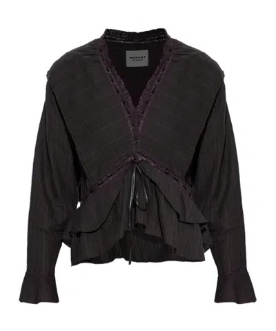 Isabel Marant Étoile Long Sleeved Ruffled Blouse In Black