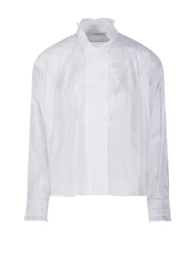 Isabel Marant Étoile Long Sleeved Ruffled Shirt In White