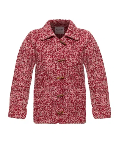 Isabel Marant Étoile Toggle-fastening Chunky-knit Cardigan In Red