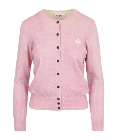 Isabel Marant Étoile Long-sleeved Knitted Cardigan In Pink