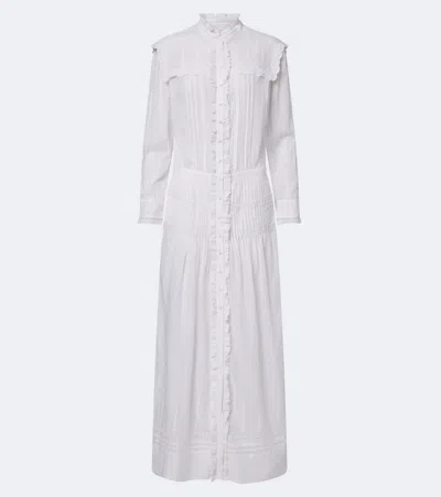 Isabel Marant Étoile Lonie Embroidered Ruffled Cotton Maxi Dress In White