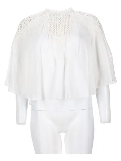 Isabel Marant Étoile Loose-fitting Flutter Sleeves Lace Viscose-blend Blouse In White