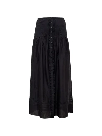 Isabel Marant Étoile Loraine Pintuck-detail Embroidered Midi Skirt In Blue