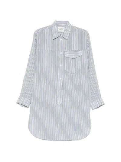 Isabel Marant Étoile Isabel Marant Etoile Laurane Striped Cotton Voile Shirt Dress In Gray