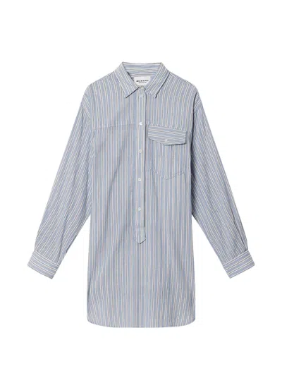 Isabel Marant Étoile Loriane Striped Flap-pocket Mini Dress In Blue