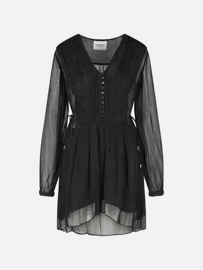 Isabel Marant Étoile Loriena Viscose Dress Ruched Bodice V Neckline In Black