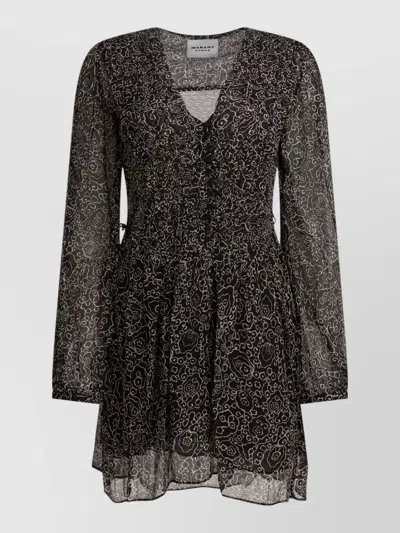 Isabel Marant Étoile Loriena Dress Floral Buttons Long Sleeves In Black