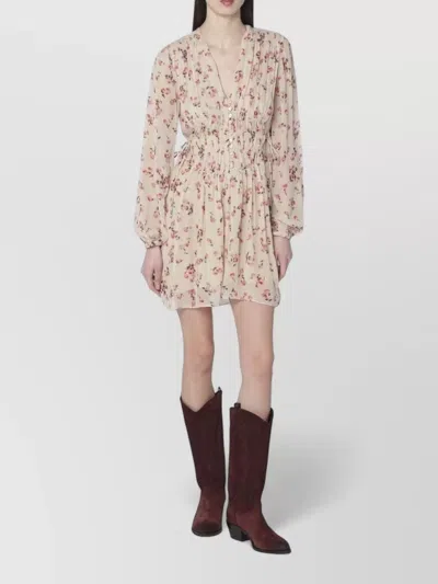 ISABEL MARANT ÉTOILE LORIENA FLORAL DRESS LONG SLEEVES CINCHED WAIST