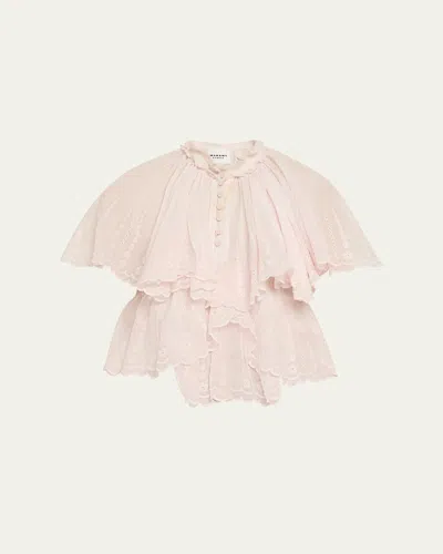 Isabel Marant Étoile Lorna Scalloped-trim Cotton Voile Blouse In Pink
