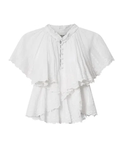 Isabel Marant Étoile Lorna Ruffled Embroidered Cotton Blouse In Pattern