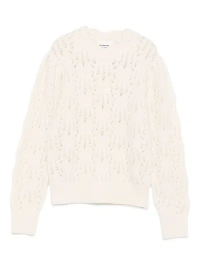 Isabel Marant Étoile Lpatterned Open-knit Sweater In White
