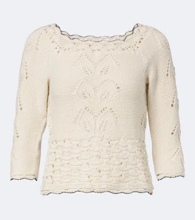 Isabel Marant Étoile Lua Pointelle Cotton And Wool Sweater In White