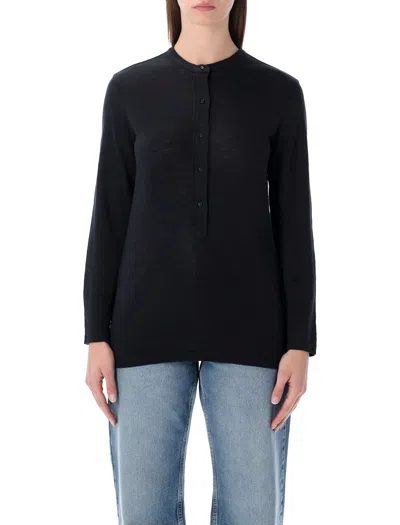 Isabel Marant Étoile Lucy Serafino Long Sleeve Round Neck Top In Blue