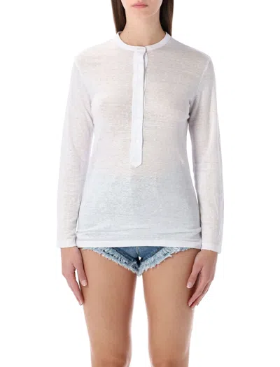 Isabel Marant Étoile Lucy Serafino Long Sleeve Sheer Top In White