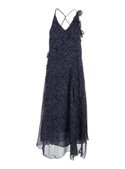 Isabel Marant Étoile Luxie Ruffled Maxi Dress In Blue