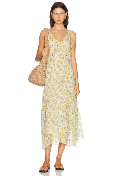 Isabel Marant Étoile Luxie Dress In Light Yellow & Ecru