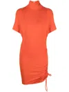 Isabel Marant Étoile Side Drawstring-slit Ruched Minidress In Orange