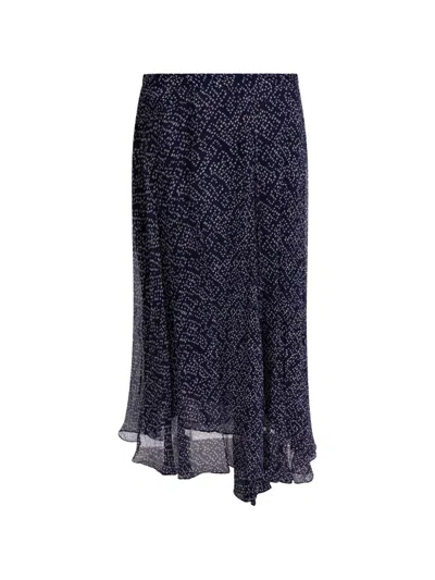 Isabel Marant Étoile Asymmetric Hem Dotted Pattern Flowing Skirt In Blue